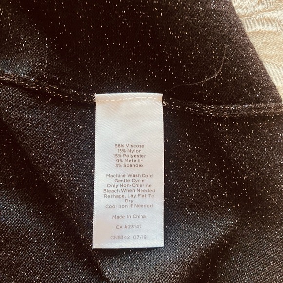 Talbots Large short sleeve black/silver knit pullover with rhinestone buttons. - Picture 4 of 5